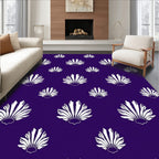 White Fan Pattern on Deep Purple Rug