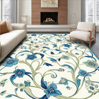 Blue Floral Vine Pattern Rug
