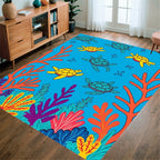 Sea Turtle Coral Reef Pattern Rug
