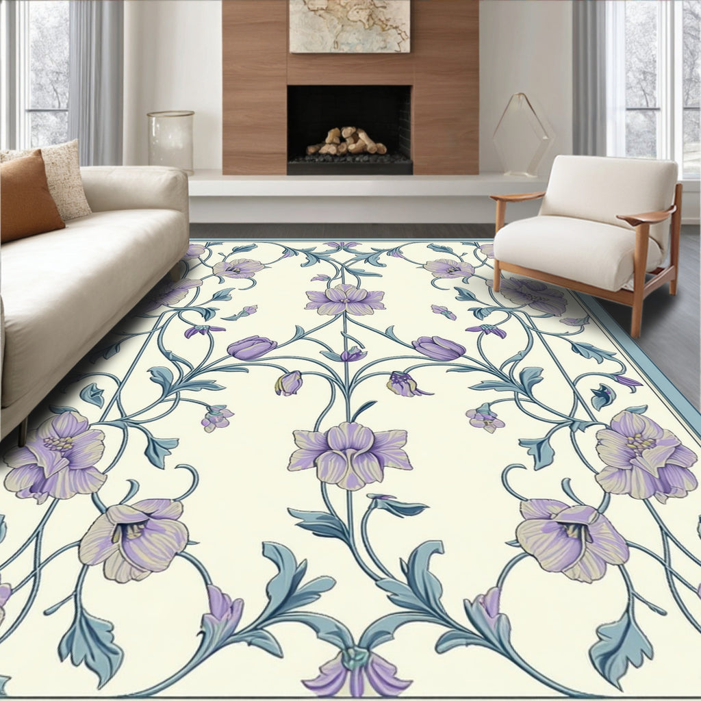 Ornate Floral Vine Patterned Rug