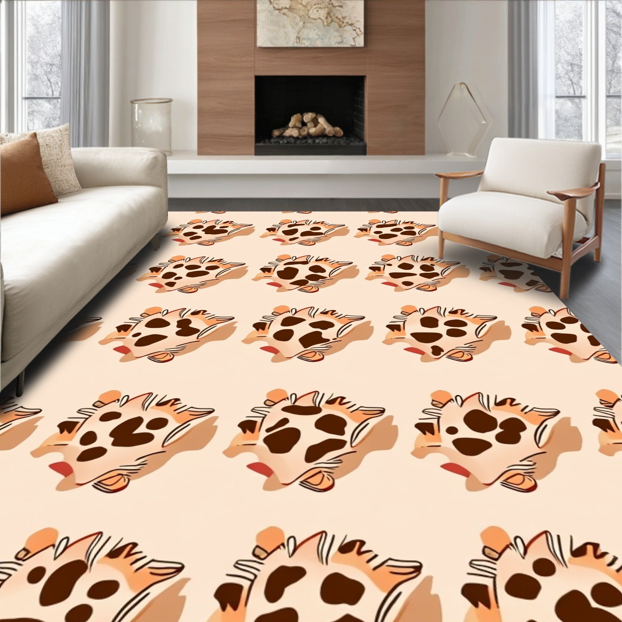 Whimsical Leopard Spots Pattern Design Rug