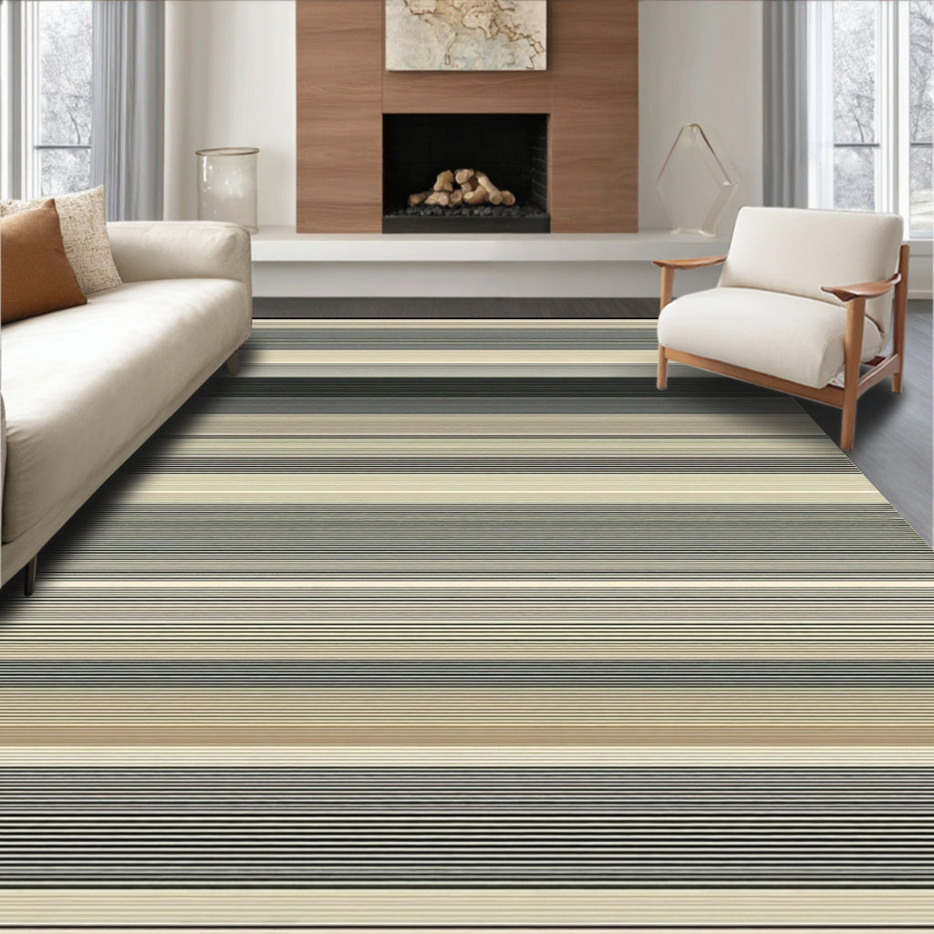 Modern Striped Linear Design Rug