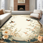 Lush Garden Bird Floral Pattern Rug