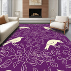 Whimsical Bird Garden Outline Design Rug