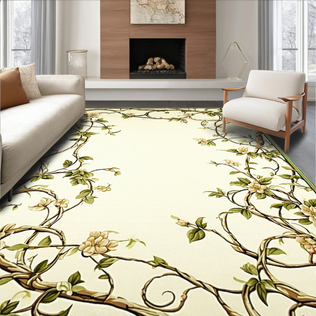 Vines And Blossom Pattern Rug