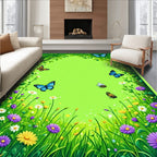 Whimsical Butterfly and Flower Garden Rug