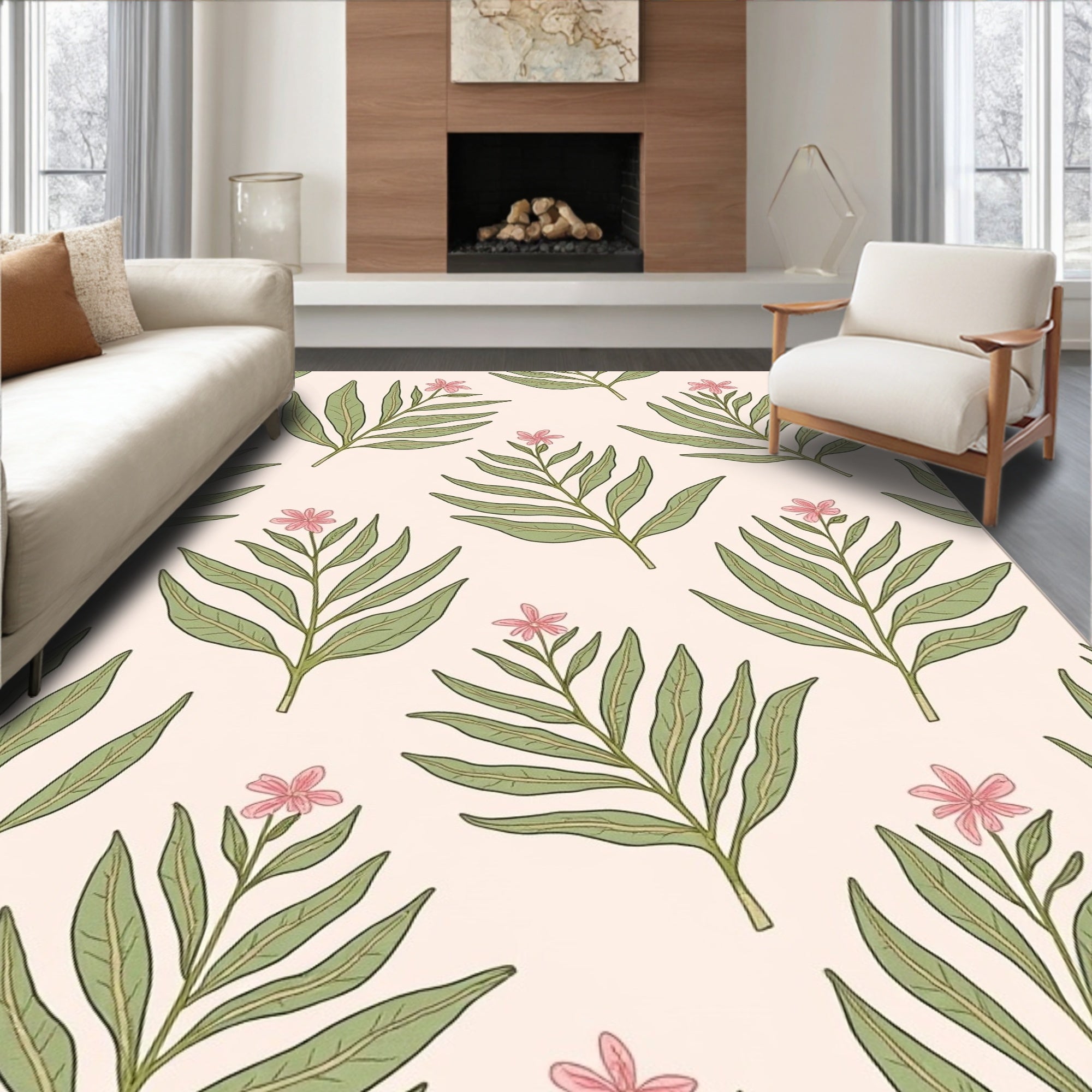 Leaf And Flower Pattern Rug