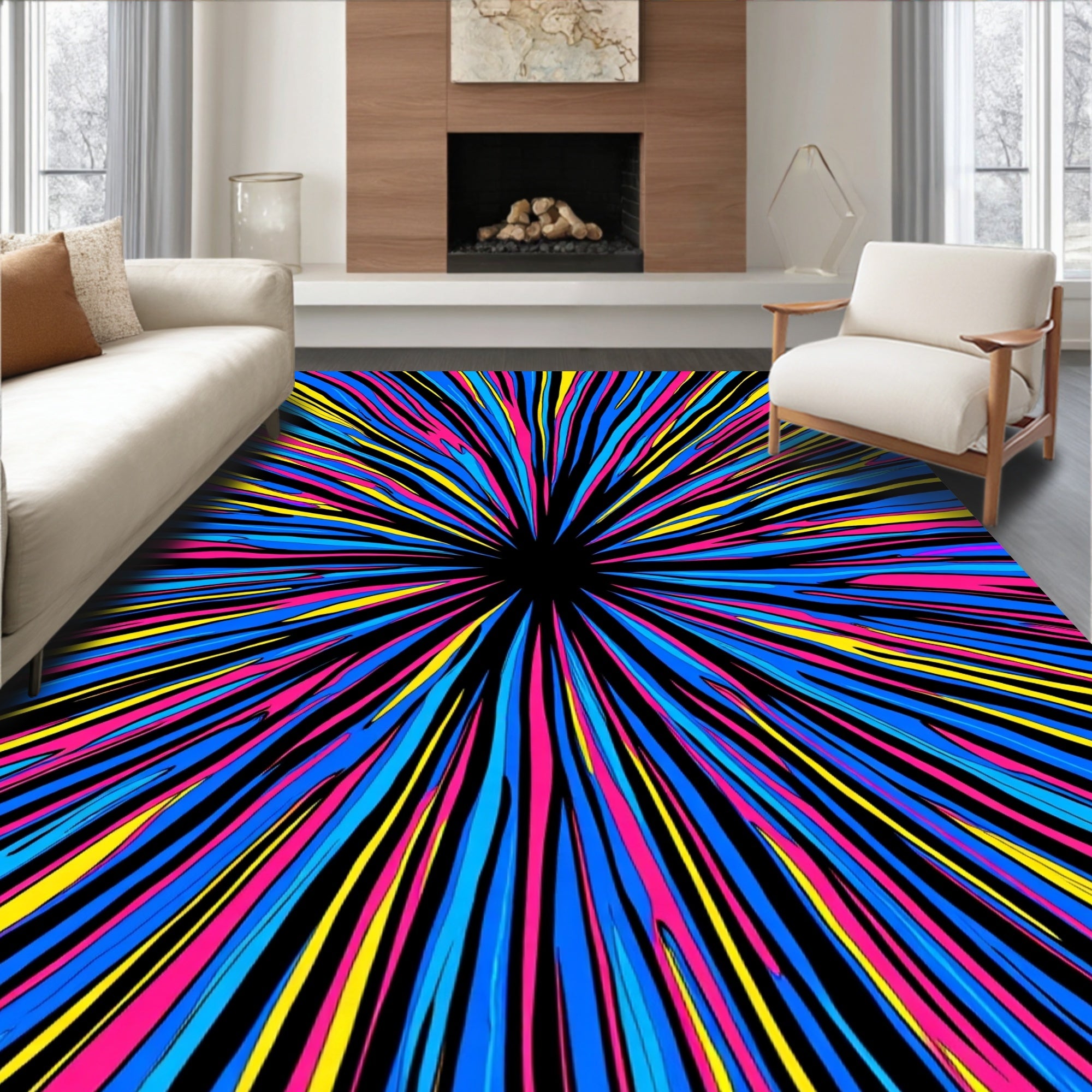 Vivid Burst Abstract Geometric Rug