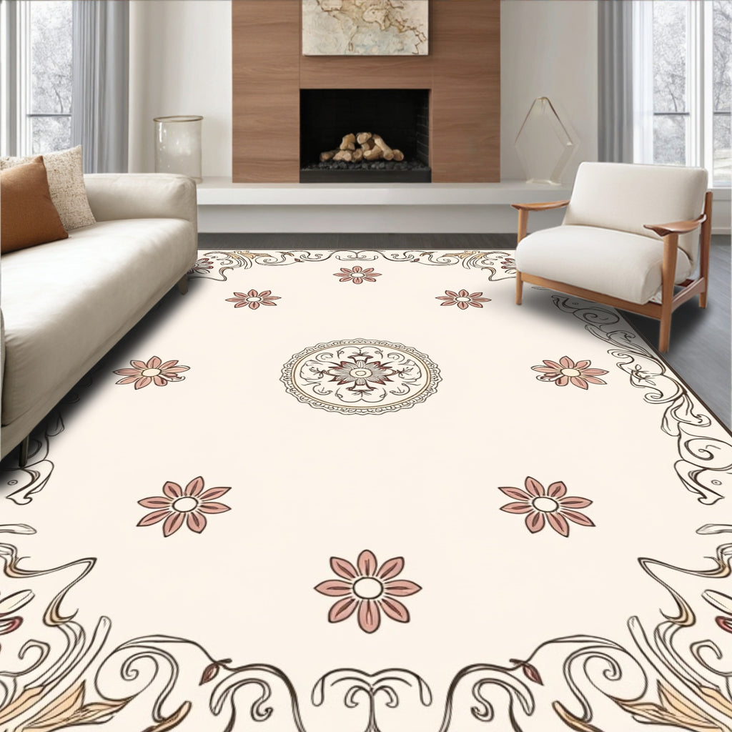 Ornate Floral Vine Patterned Rug