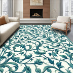 Teal Vine Floral Pattern Rug