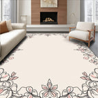 Delicate Floral Outline With Blossoms Rug