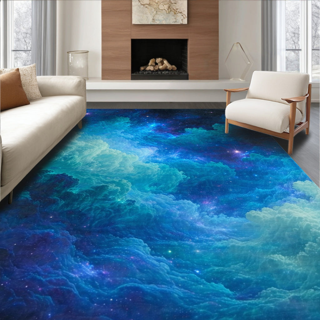 Cosmic Nebula Swirls Abstract Design Rug