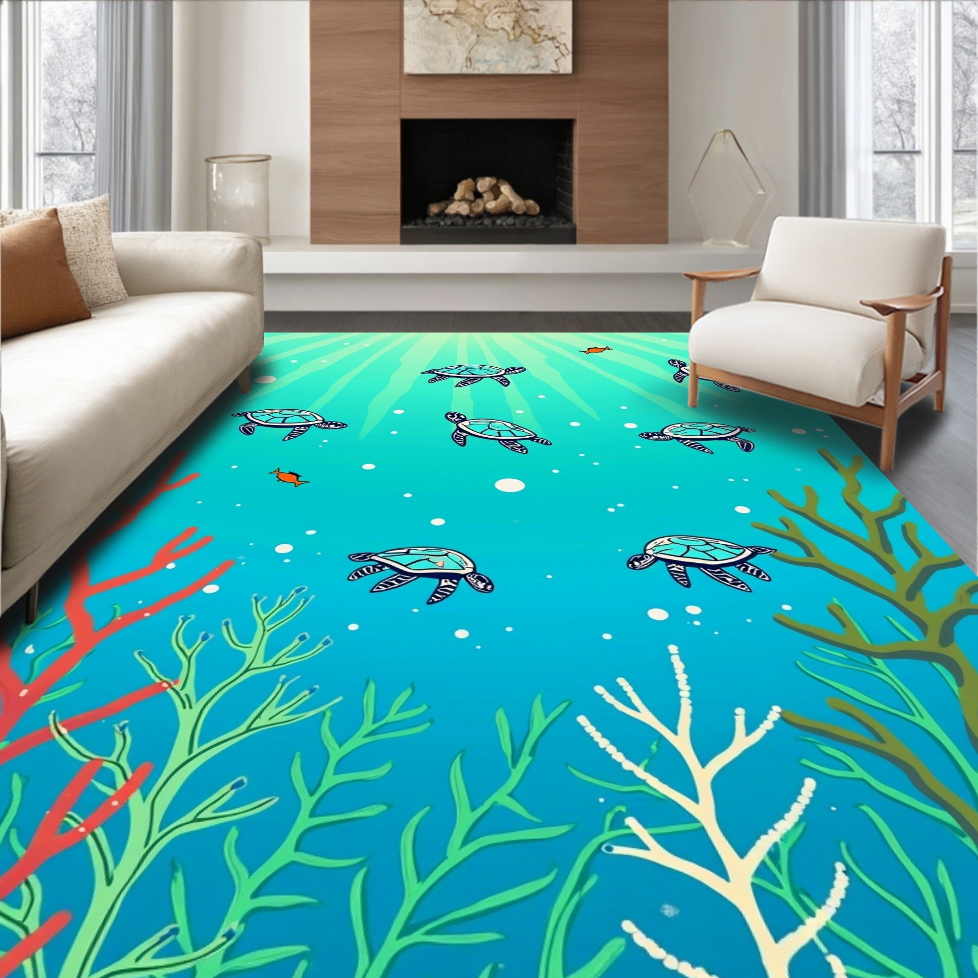 Ocean Sea Turtles Aquatic Design Rug