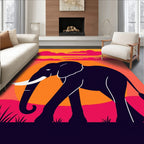 Sunset Elephant Silhouette Landscape Rug