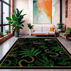 Lush Green Gold Vine Pattern Rug