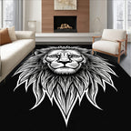 Bold Lion Head Monochromatic Design Rug