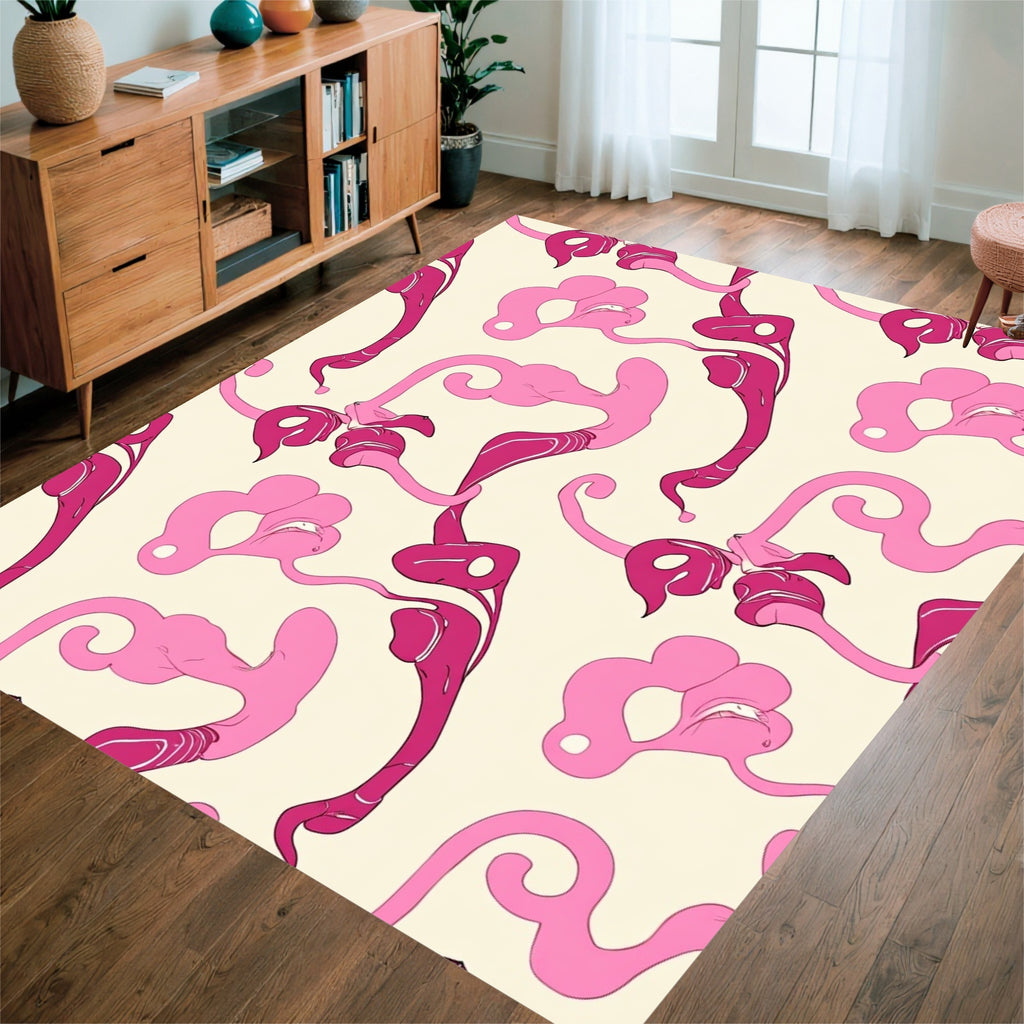 Abstract Pink Swirls Pattern Rug
