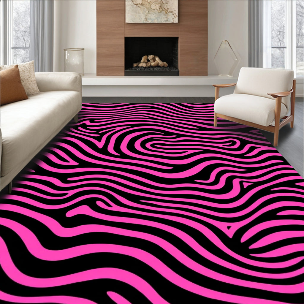 Bold Pink Zebra Pattern Rug