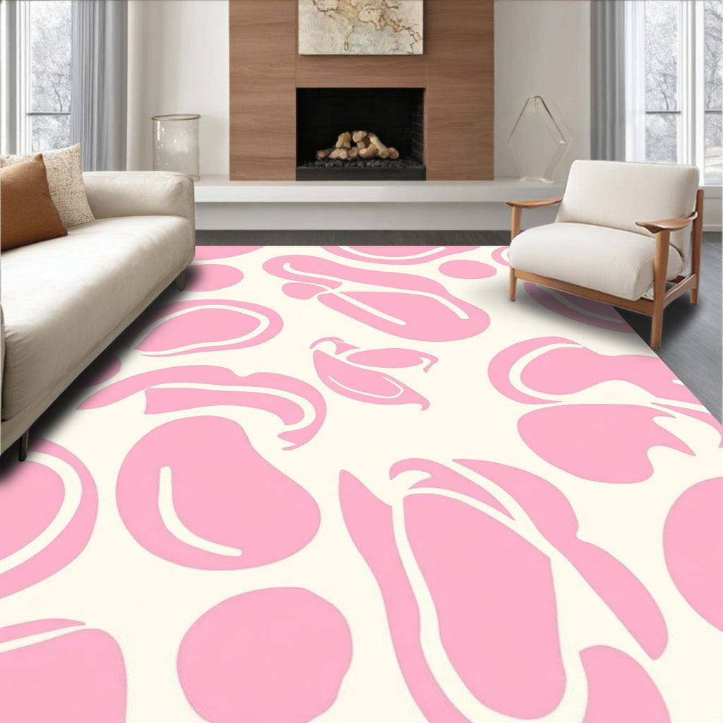 Pink Organic Shapes Pattern Rug