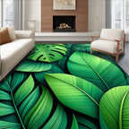 Lush Tropical Leaf Pattern Rug