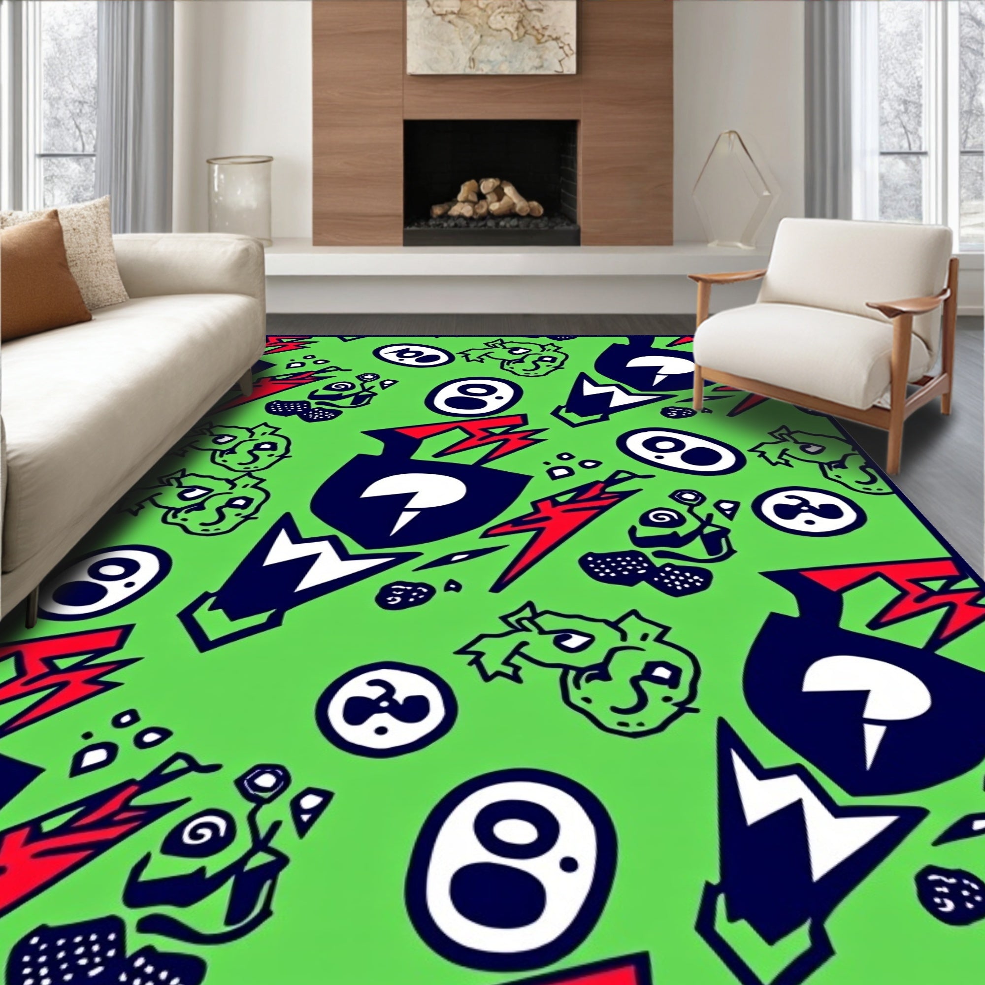 Graffiti Bold Red Cartoon Mashup Rug