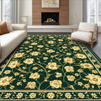 Elegant Gold Floral Vines Rug