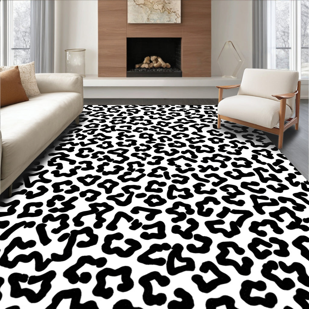 Bold Black Animal Print Pattern Rug