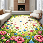 Floral Butterfly Meadow Design Rug