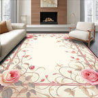 Vintage Pink Rose Floral Vines Pattern Rug
