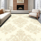 Cream Classic Damask Scroll Pattern Rug