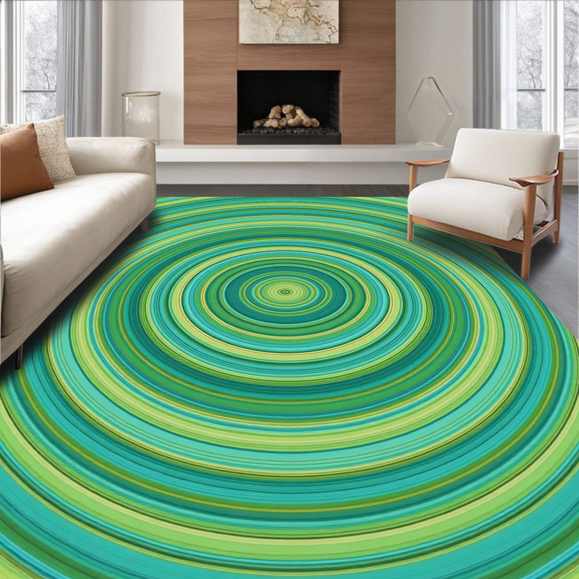 Concentric Circles Geometric Rug