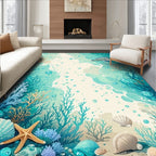Ocean Life Under Sea Coral Design Rug