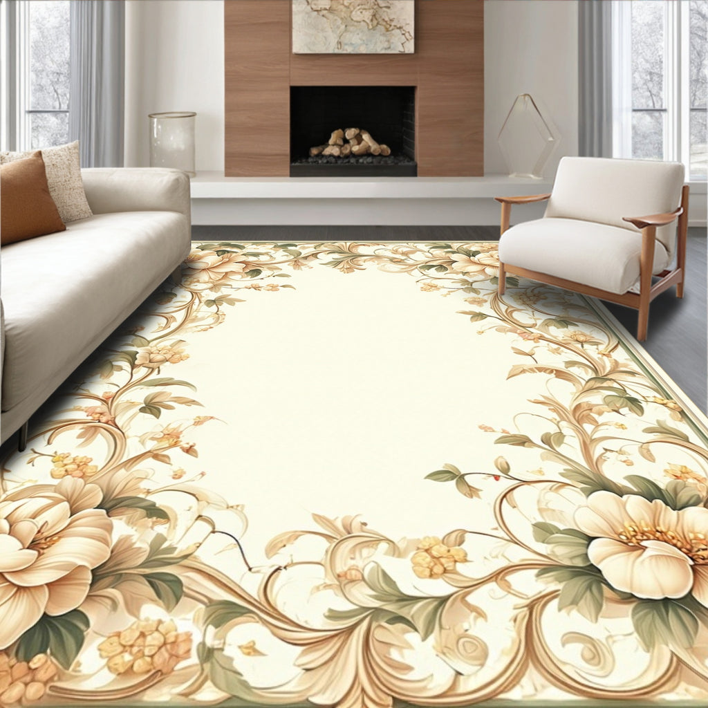Ornate Floral Scrollwork Pattern Rug
