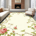 Vintage Rose Vine Floral Border Rug