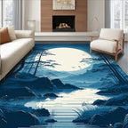 Serene Lunar Landscape Forest Scene Rug