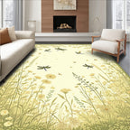 Dragonfly Garden Whimsical Floral Design Rug