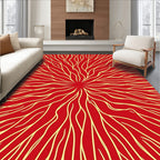Red and Yellow Radial Organic Pattern Rug