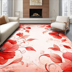 Red Floral Vine Artful Design Rug
