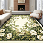 Enchanting White Floral Lush Garden Rug