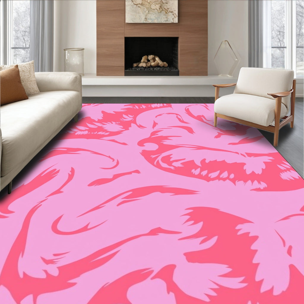 Pink Coral Abstract Brushstrokes Rug