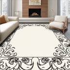 Ornate Floral Scrollwork Border Design Rug