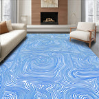 Blue Swirl Contour Abstract Pattern Rug