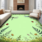 Whimsical Dragonfly and Ladybug Meadow Design Rug