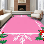 Whimsical Santa Snowflake Pink Rug