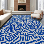 Abstract Blue Ribbon Pattern Rug