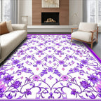 Elegant Purple Floral Lattice Design Rug