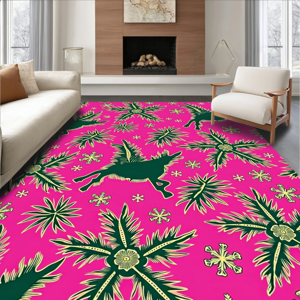 Flying Creatures Green Botanical Explosion Rug