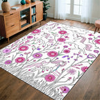 Whimsical Unicorns Floral Garden Design Rug