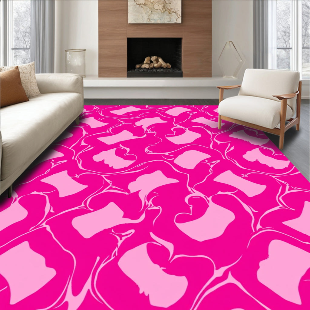 Abstract Pink Flowing Swirls Rug