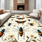 Insect Pattern with Butterflies Dragonflies Rug